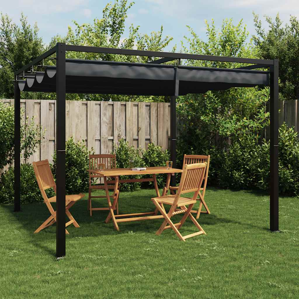 Arbor Vidaxl con techo extensible de 3x3 m de acero antracita