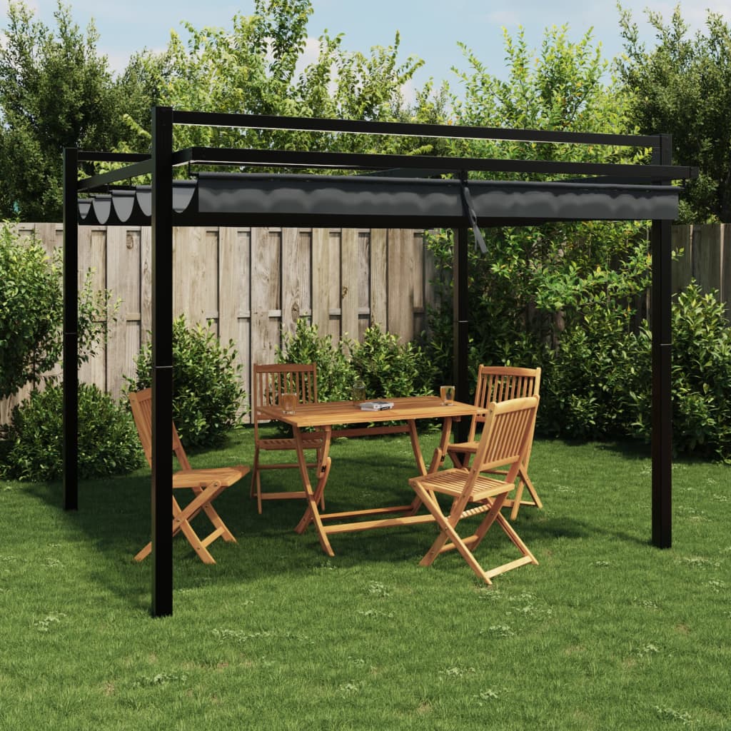 Vidaxl arbor with extendable roof 3x3 m aluminum anthracite -colored