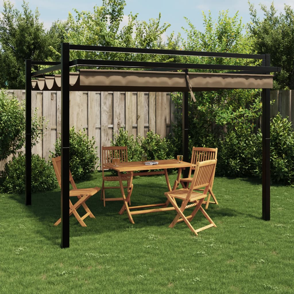 Vidaxl Arbor med utdragbar tak 3x3 m aluminium taupe