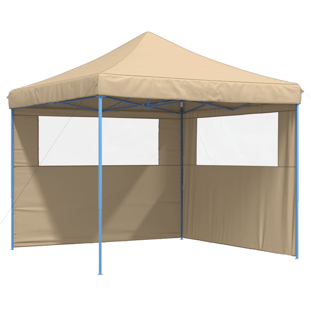 Vidaxl PartyTent fällbar pop-up med 2 sidoväggar beige