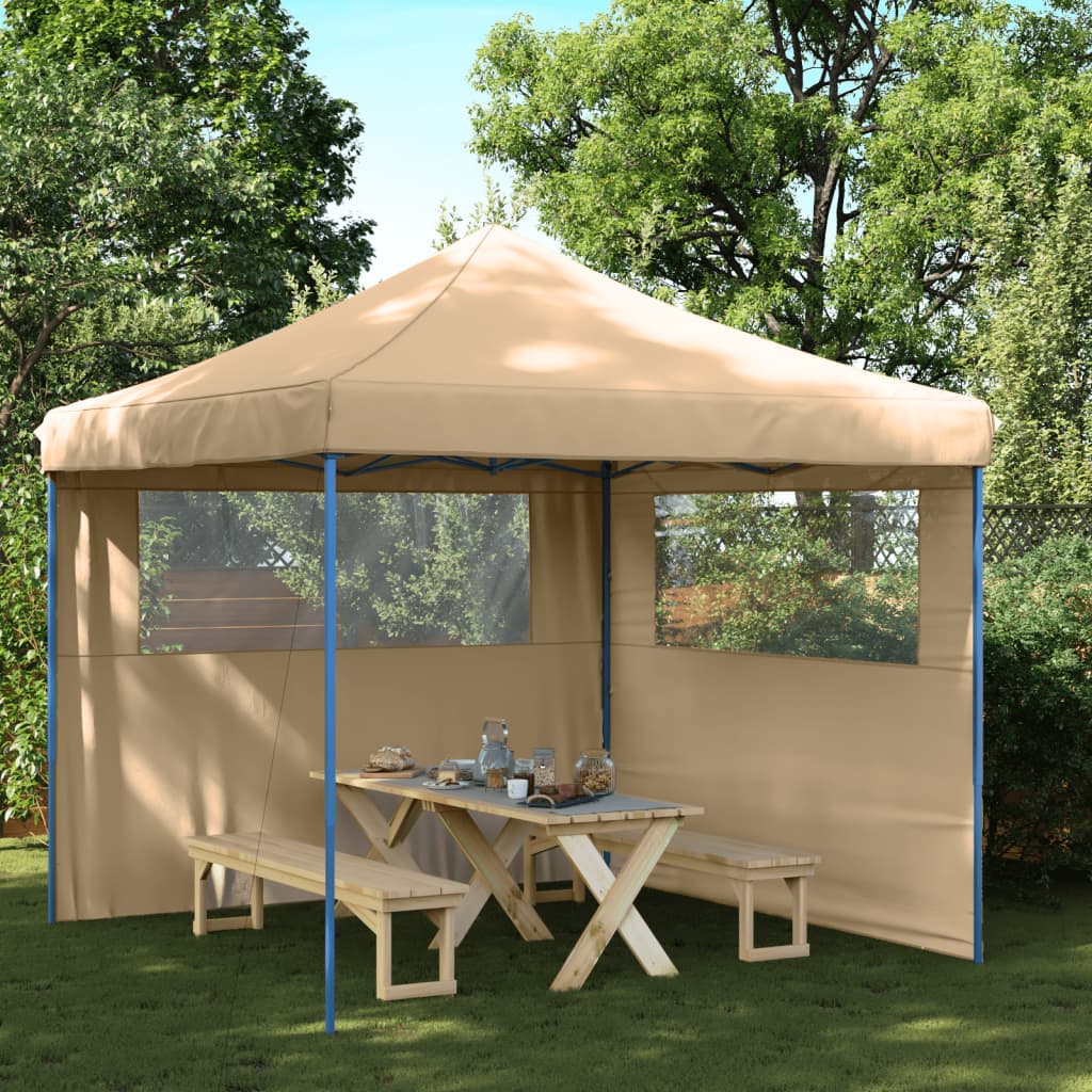 Pop-up pieghevole Vidaxl PartyTent con 2 pareti laterali beige