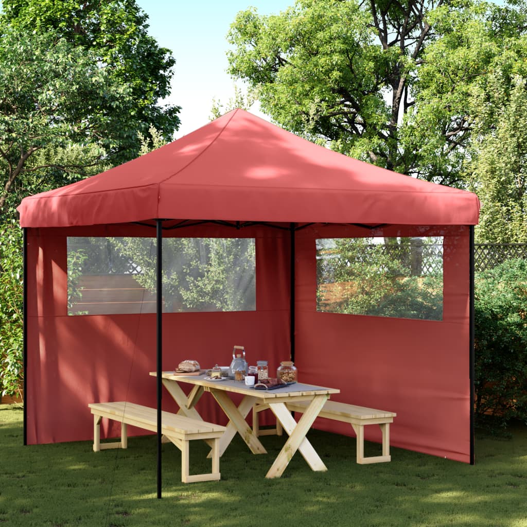 Vidaxl PartyTent fällbar pop-up med 2 sidoväggar Bordeaux Red