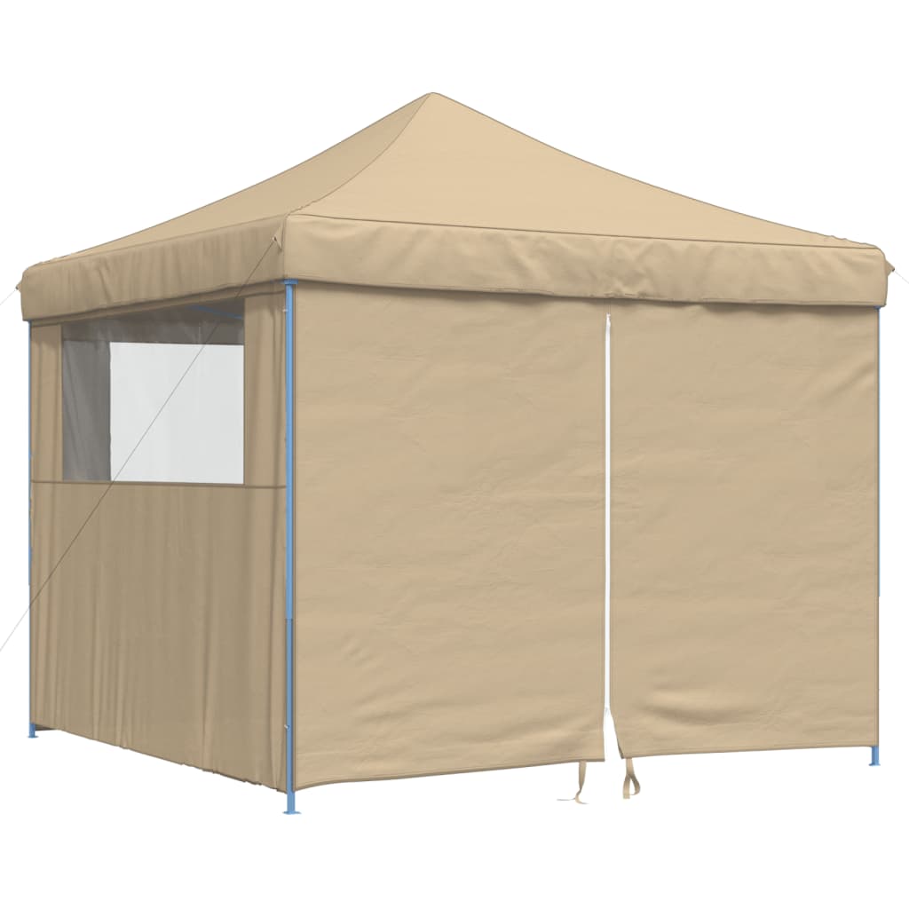 Vidaxl PartyTent sammenleggbar pop-up med 4 sidevegger beige