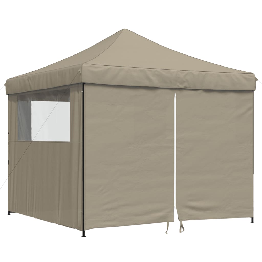 Vidaxl PartyTent Polable Polable avec 4 murs latéraux taupe