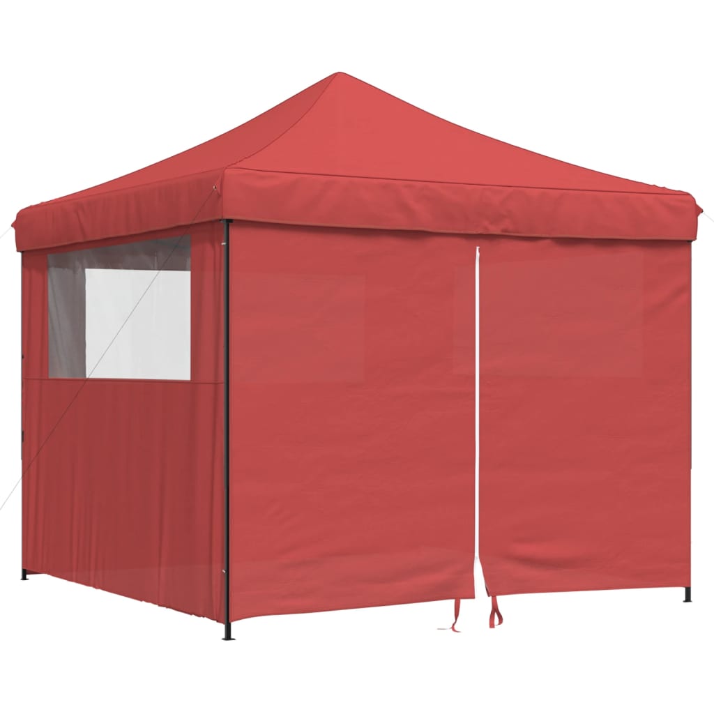 Vidaxl PartyTent fällbar pop-up med 4 sidoväggar Bordeaux Red