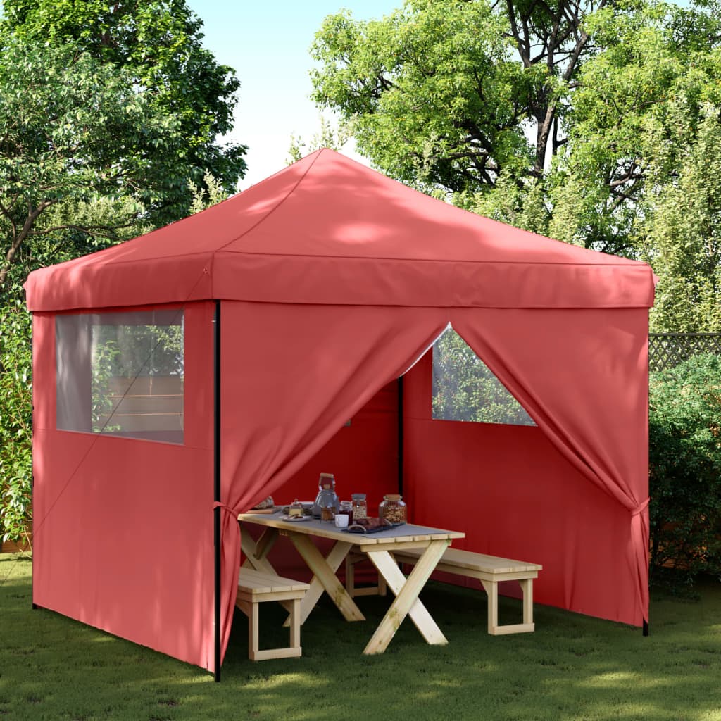 Pop-up pieghevole Vidaxl PartyTent con 4 pareti laterali Bordeaux rosso