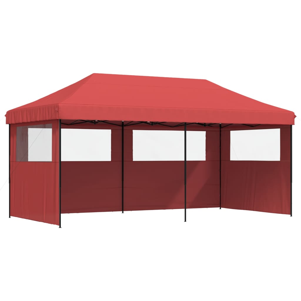 Vidaxl Partytent zložljivo pojavno okno s 3 stranskimi stenami Bordeaux Red