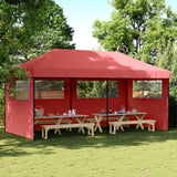 Vidaxl Partytent Polable Polable avec 3 murs latéraux Bordeaux Red