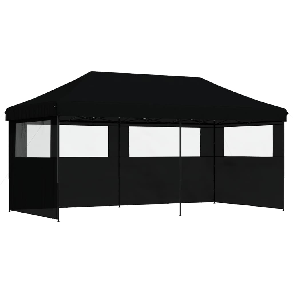 Vidaxl PartyTent sammenleggbar pop-up med 3 sidevegger svart