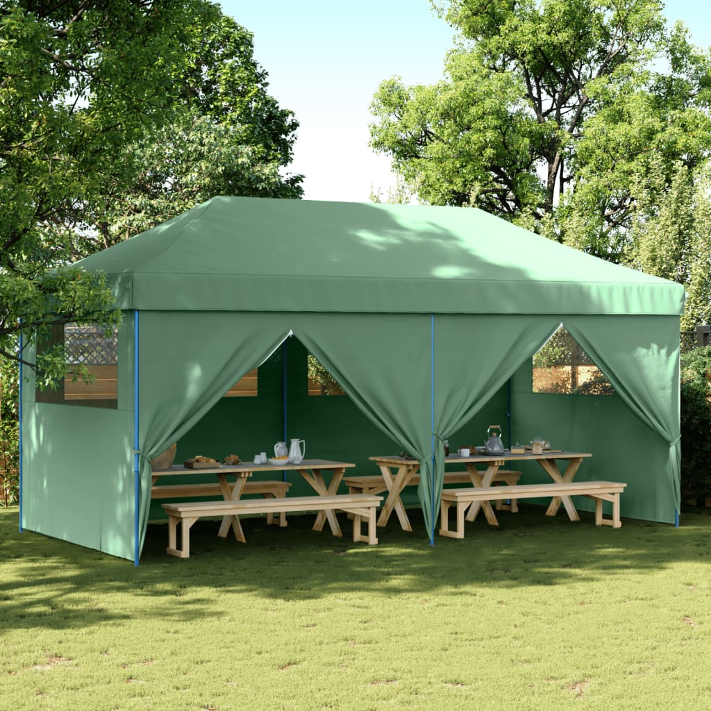 Pop-up pieghevole Vidaxl PartyTent con 4 pareti laterali verdi