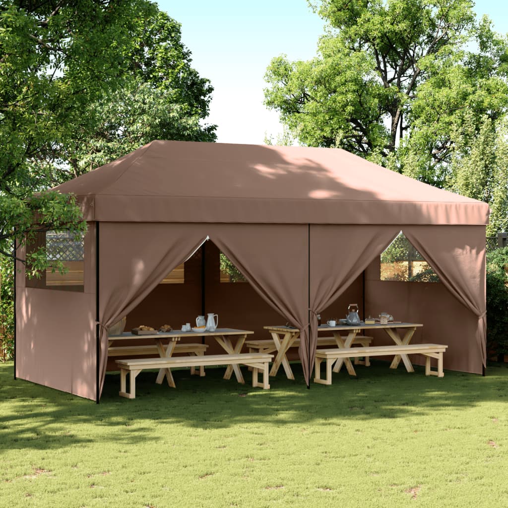 Vidaxl PartyTent Plegable plegable con 4 paredes laterales Brown