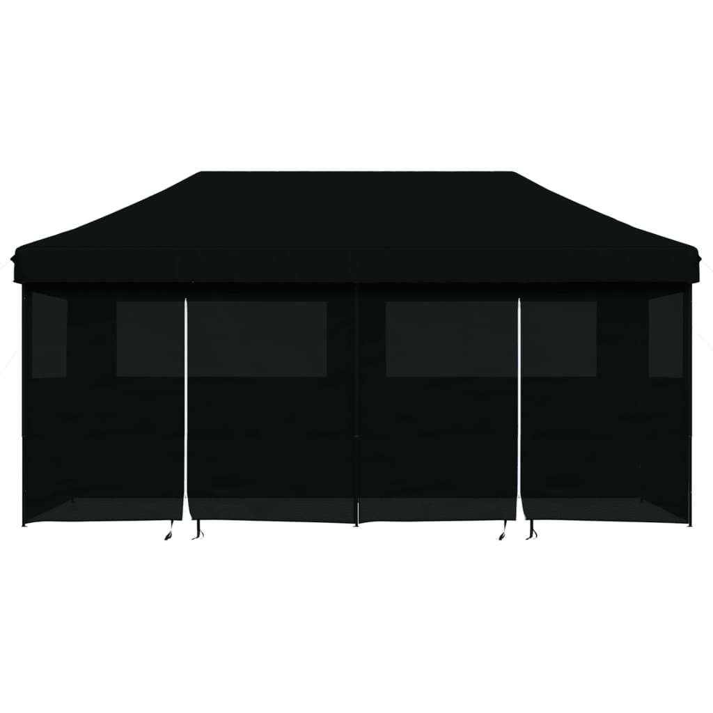 Vidaxl PartyTent Polonge pliable avec 4 murs latéraux noirs