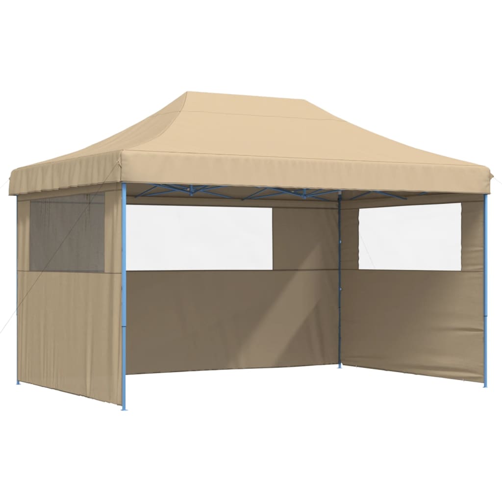 Vidaxl PartyTent sammenleggbar pop-up med 3 sidevegger beige