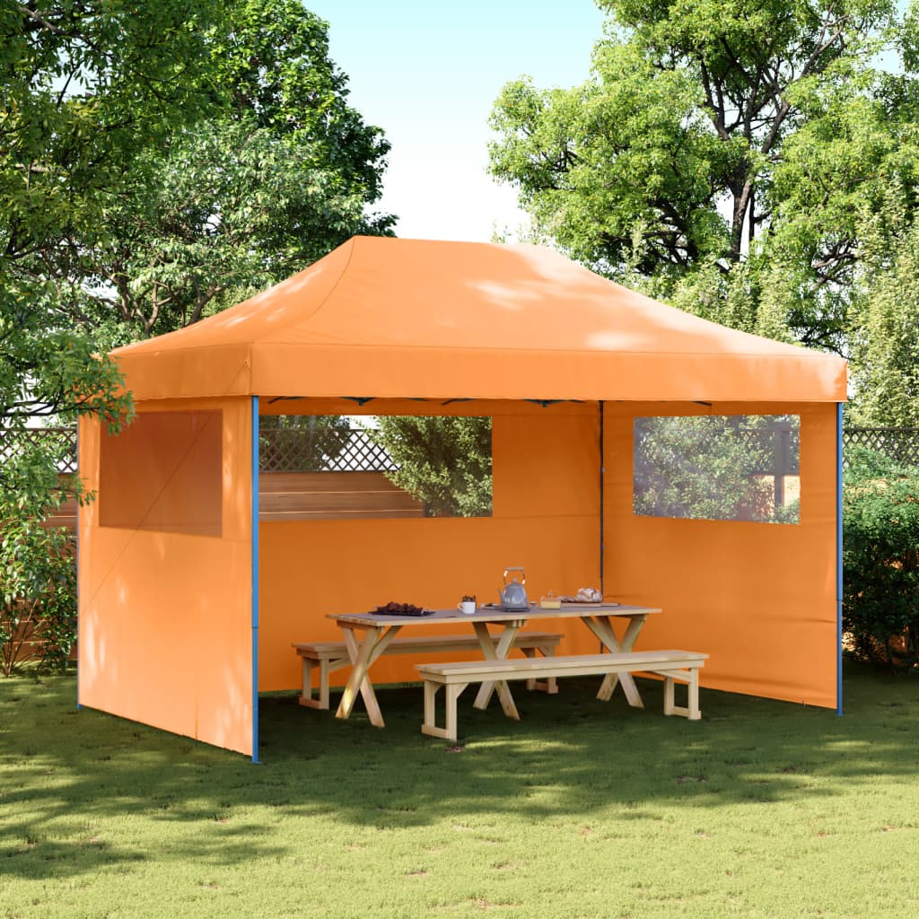 Vidaxl Partytent Foldable Pop-Up With 3 Side Walls Orange