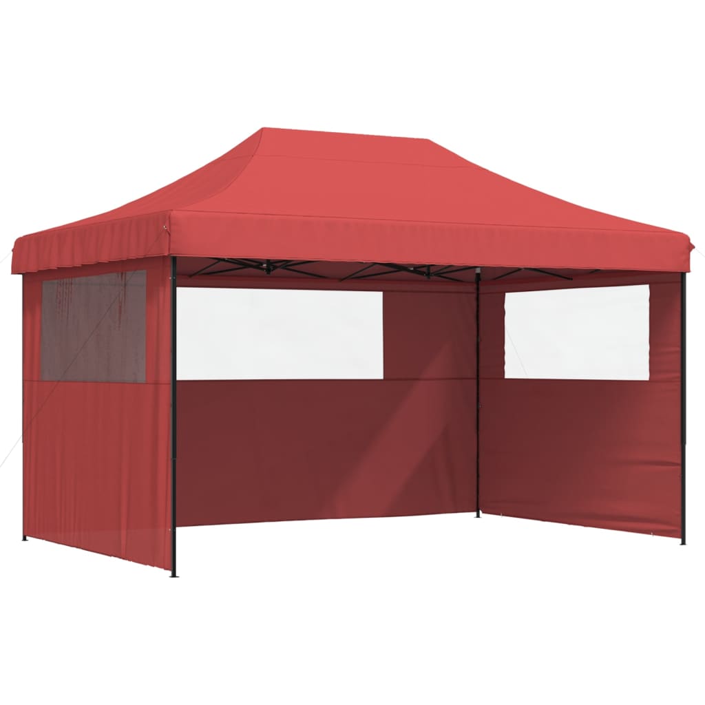 Vidaxl Partytent Polable Polable avec 3 murs latéraux Bordeaux Red