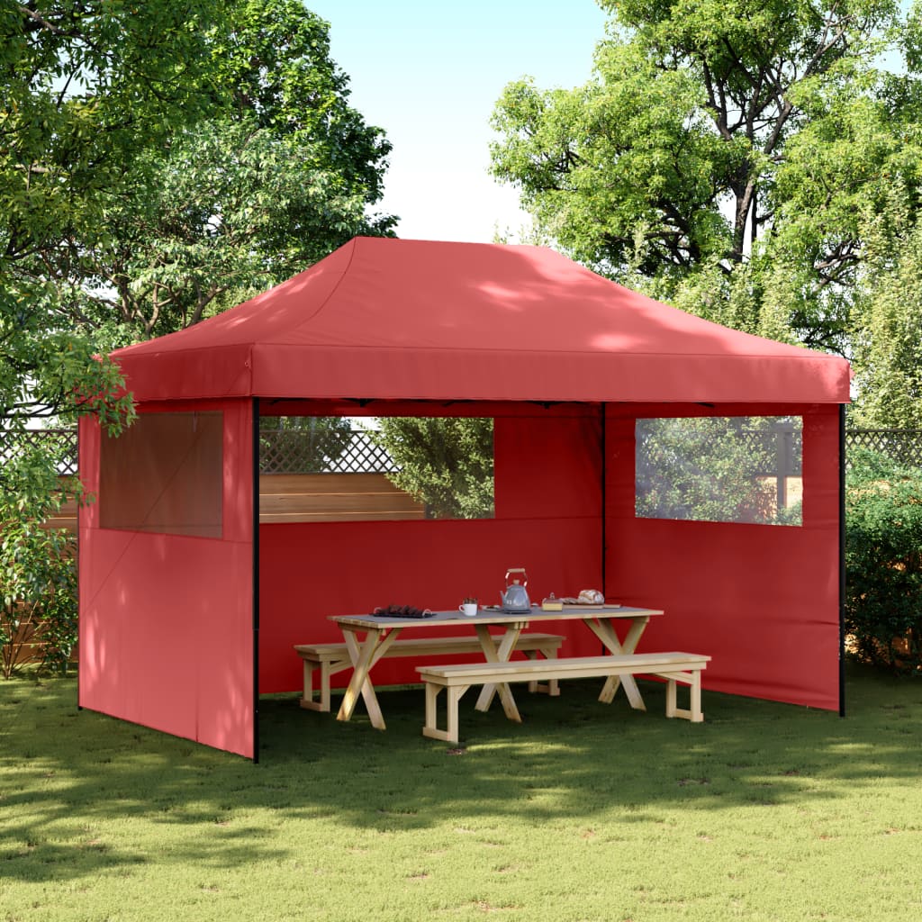 Pop-up pieghevole Vidaxl PartyTent con 3 pareti laterali Bordeaux rosso