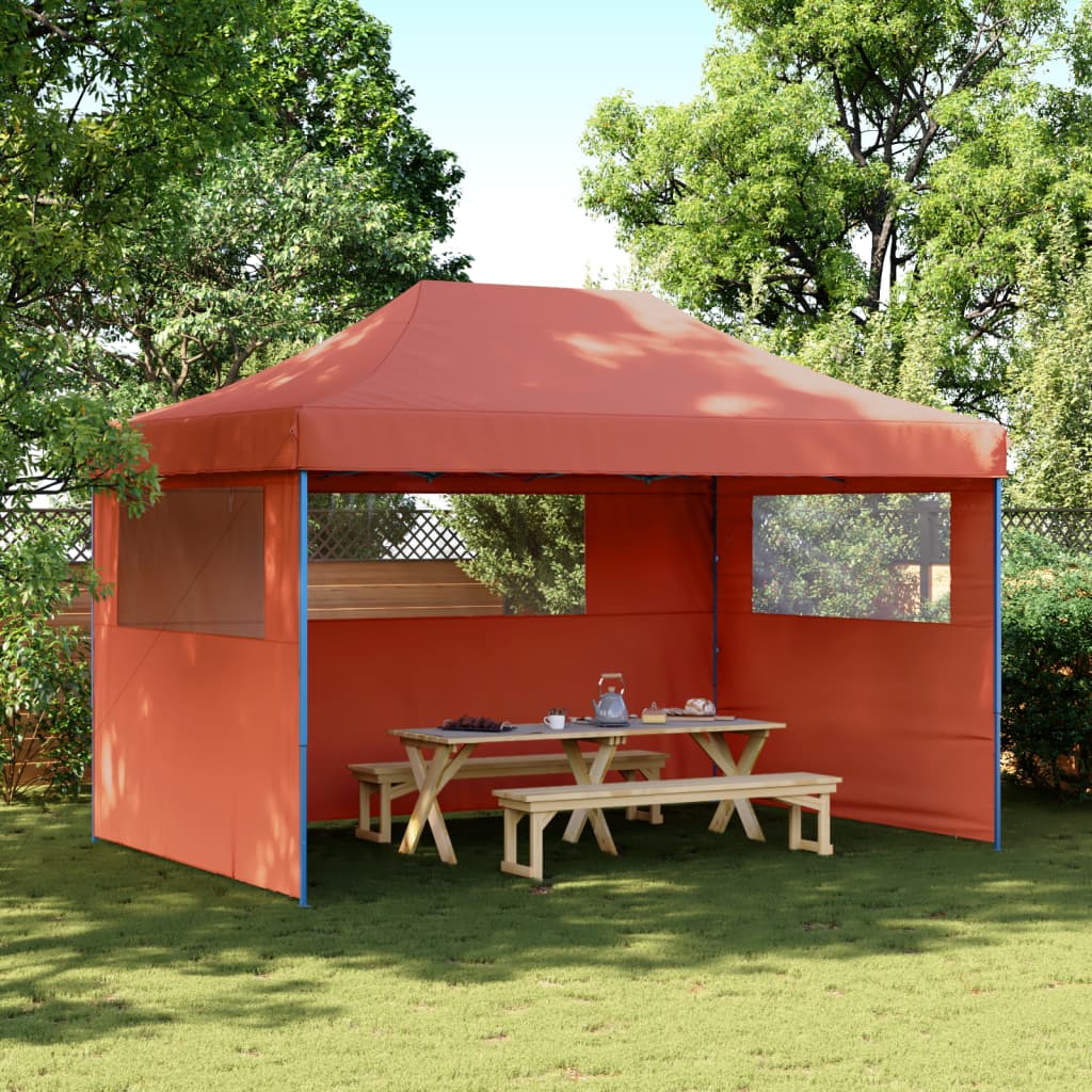 Vidaxl Partytent Foldable Pop-Up with 3 side walls Terracotta-colored