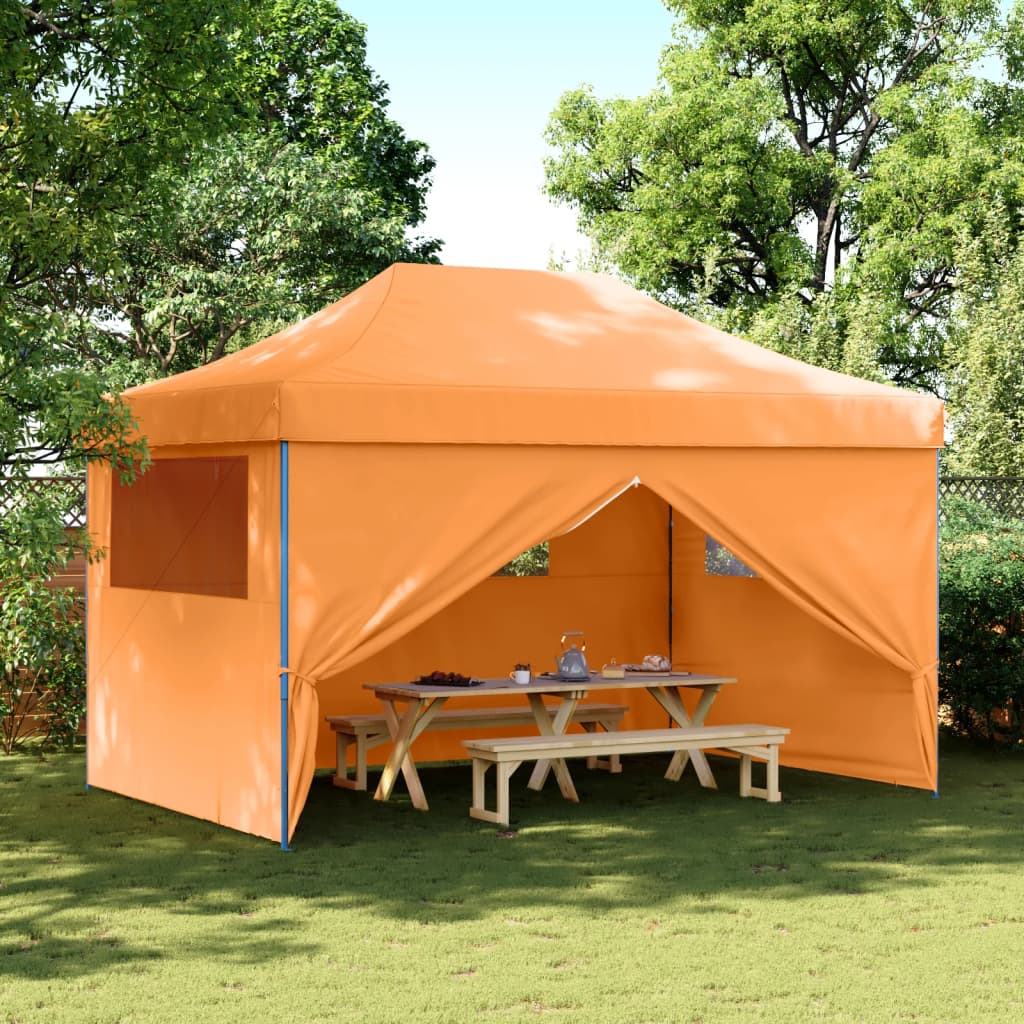 Vidaxl PartyTent Plegable plegable con 4 paredes laterales naranja