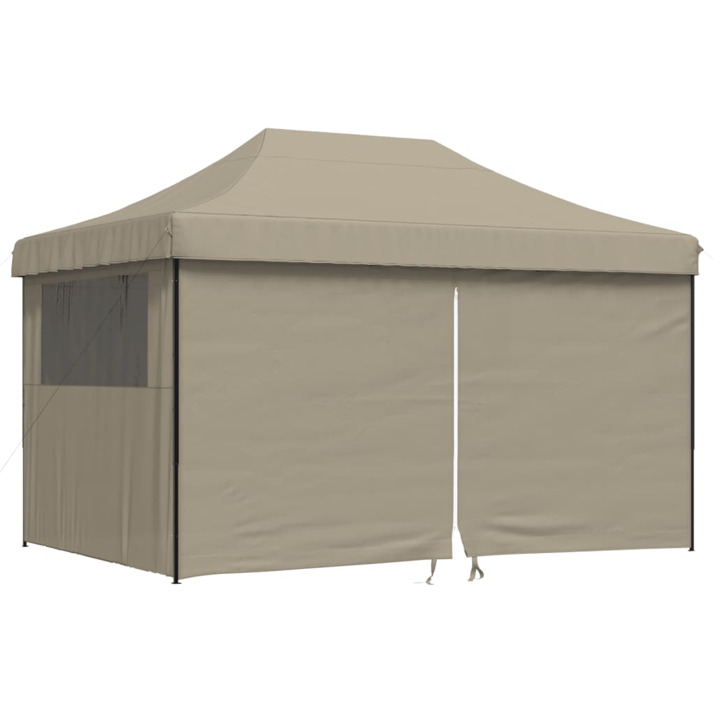 Vidaxl PartyTent sammenleggbar pop-up med 4 sidevegger taupe