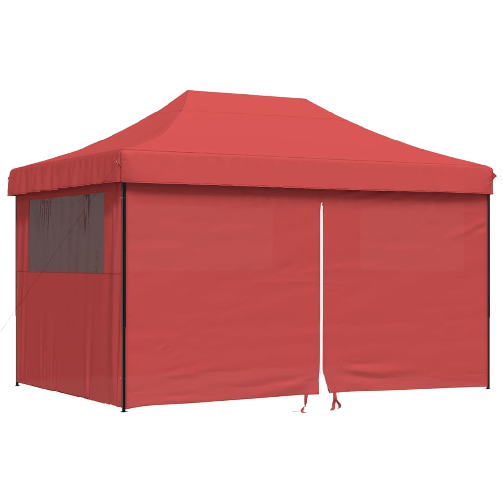 Vidaxl PartyTent Plegable plegable con 4 paredes laterales Burdeos rojo