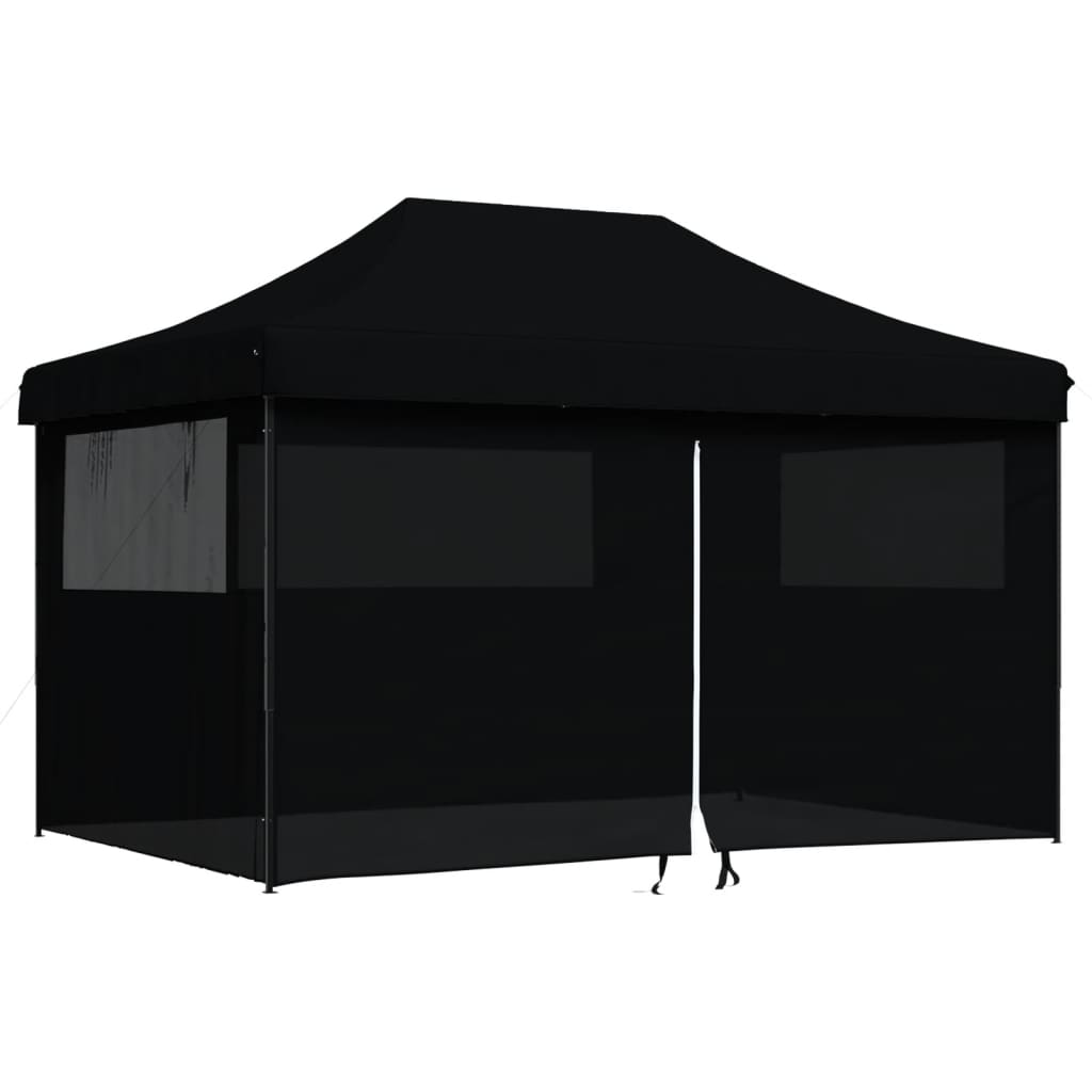 Vidaxl PartyTent Plegable plegable con 4 paredes laterales negros