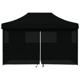 Vidaxl PartyTent sammenleggbar pop-up med 4 sidevegger svart