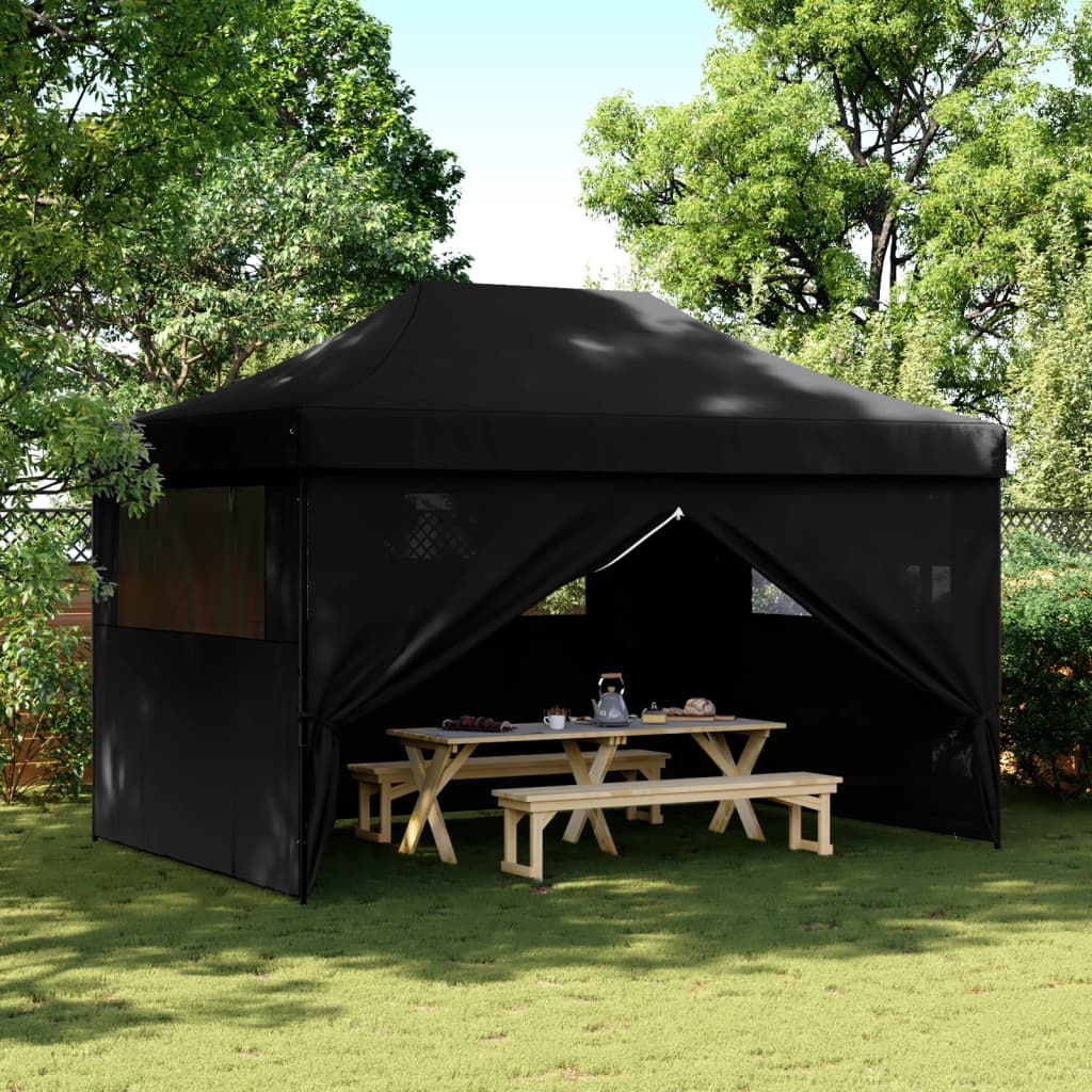 Vidaxl Partytent Foldable Pop-Up With 4 Side Walls Black