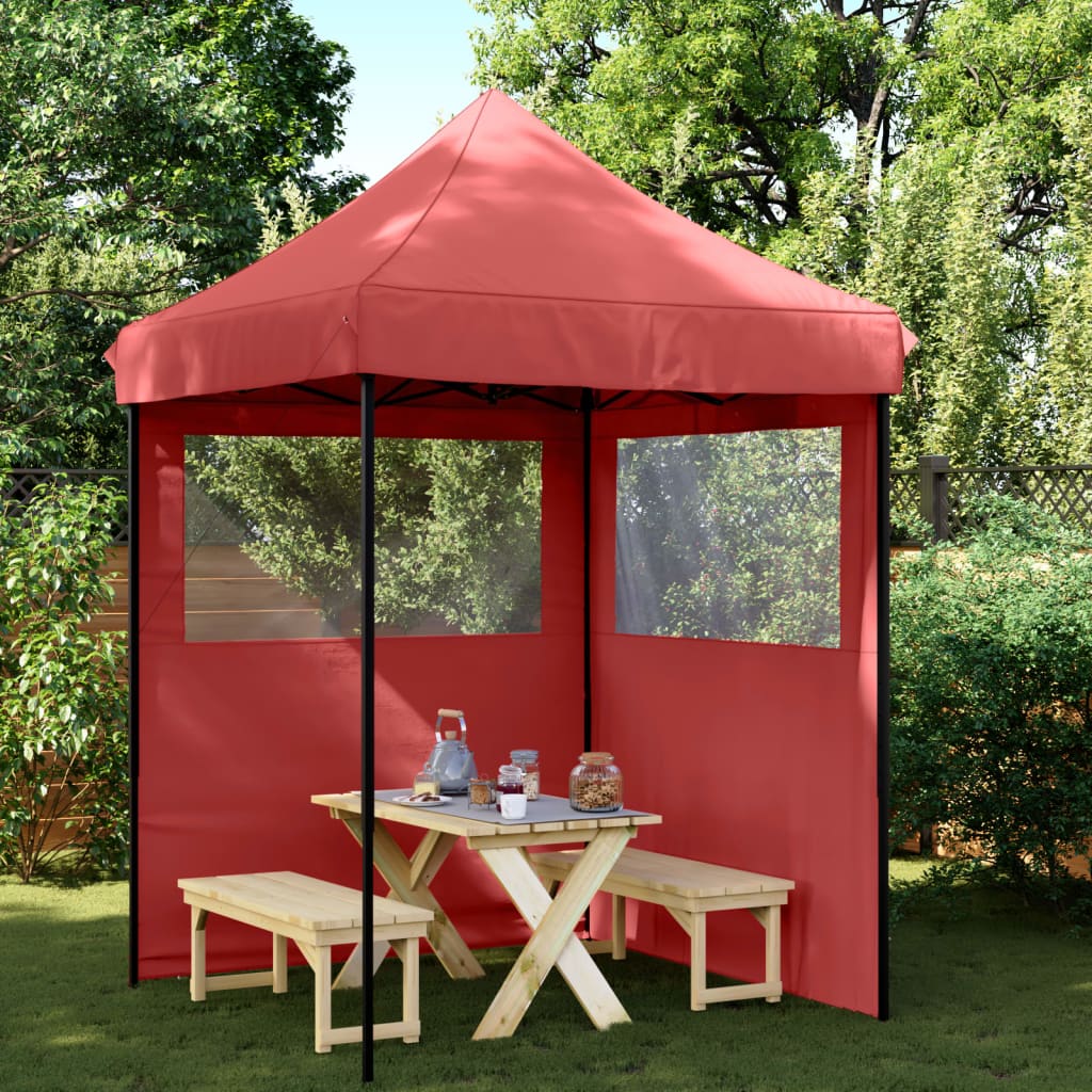 Vidaxl Partytent zložljivo pojavno okno z 2 stranskimi stenami Bordeaux Red