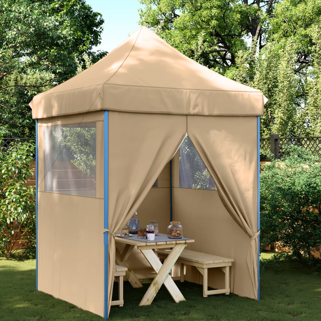 Pop-up pieghevole Vidaxl PartyTent con 4 pareti laterali beige