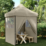 Vidaxl Partytent Foldable Pop-up with 4 side walls Taupe