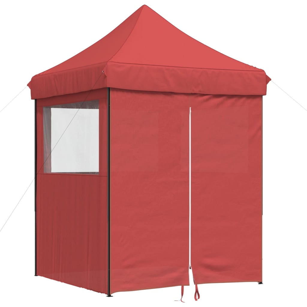 Vidaxl PartyTent Plegable plegable con 4 paredes laterales Burdeos rojo