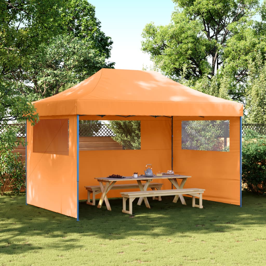 Vidaxl Partytent Foldable Pop-Up With 3 Side Walls Orange