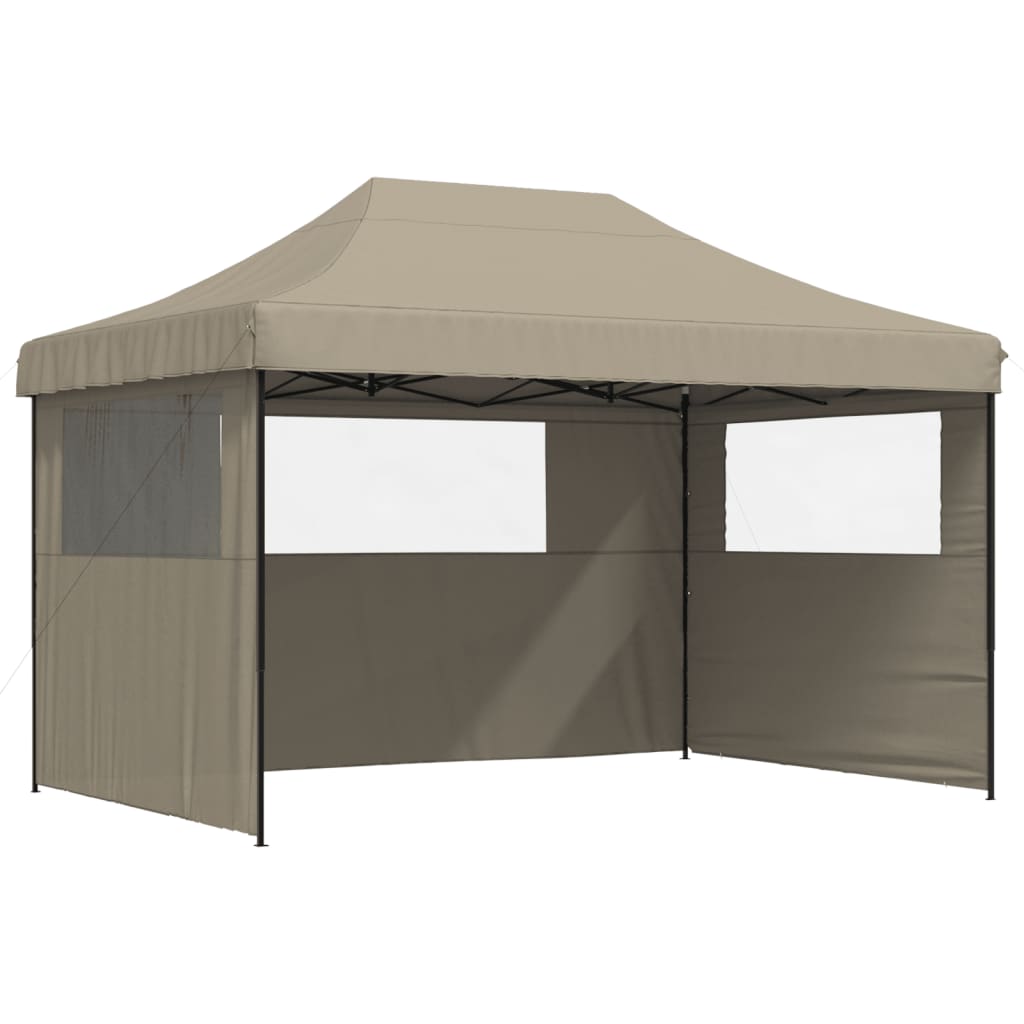 Vidaxl Partytent Foldable Pop-Up With 3 Side Walls Taupe