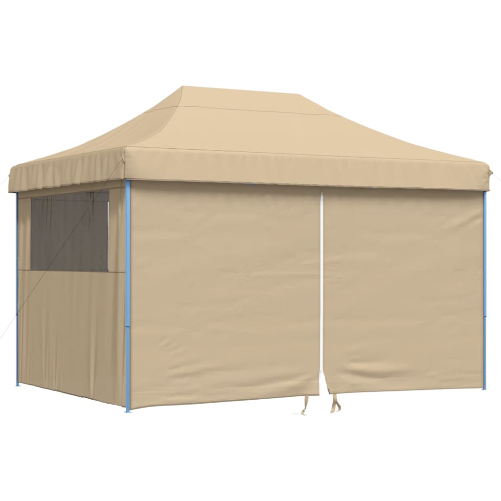 Vidaxl PartyTent fällbar pop-up med 4 sidoväggar beige