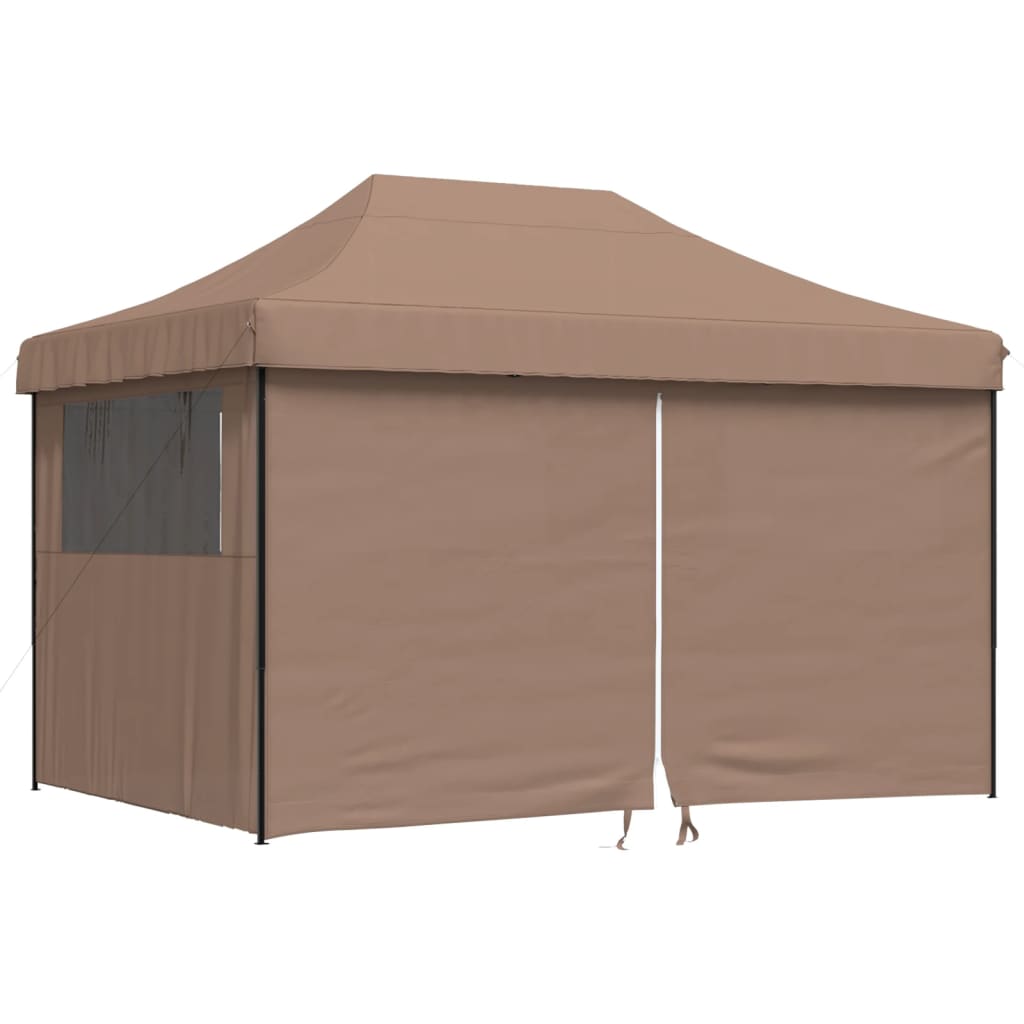 Vidaxl PartyTent sammenleggbar pop-up med 4 sidevegger brun