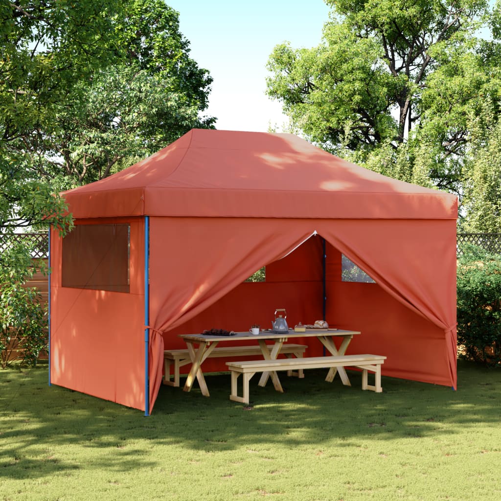 Vidaxl partytent inklapbaar pop-up met 4 zijwanden terracottakleurig