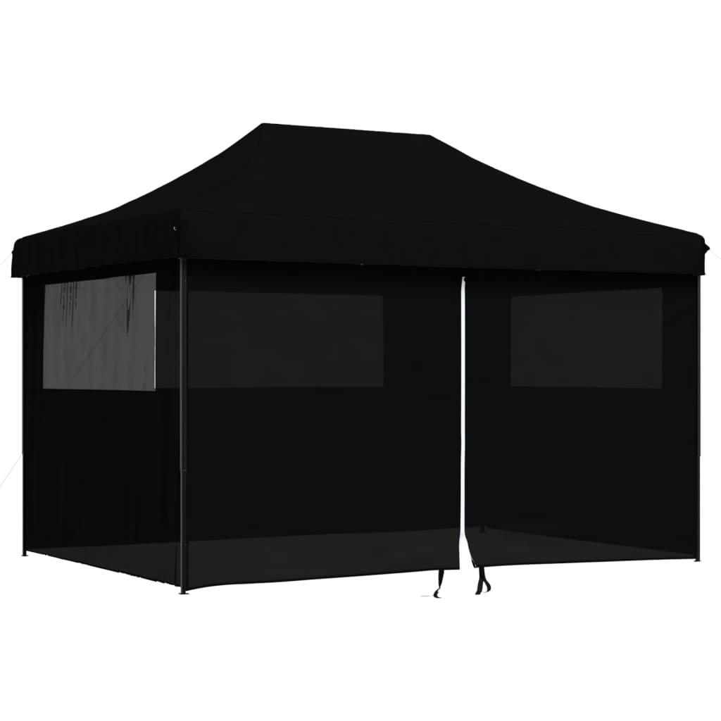 Pop-up pieghevole Vidaxl PartyTent con 4 pareti laterali nere