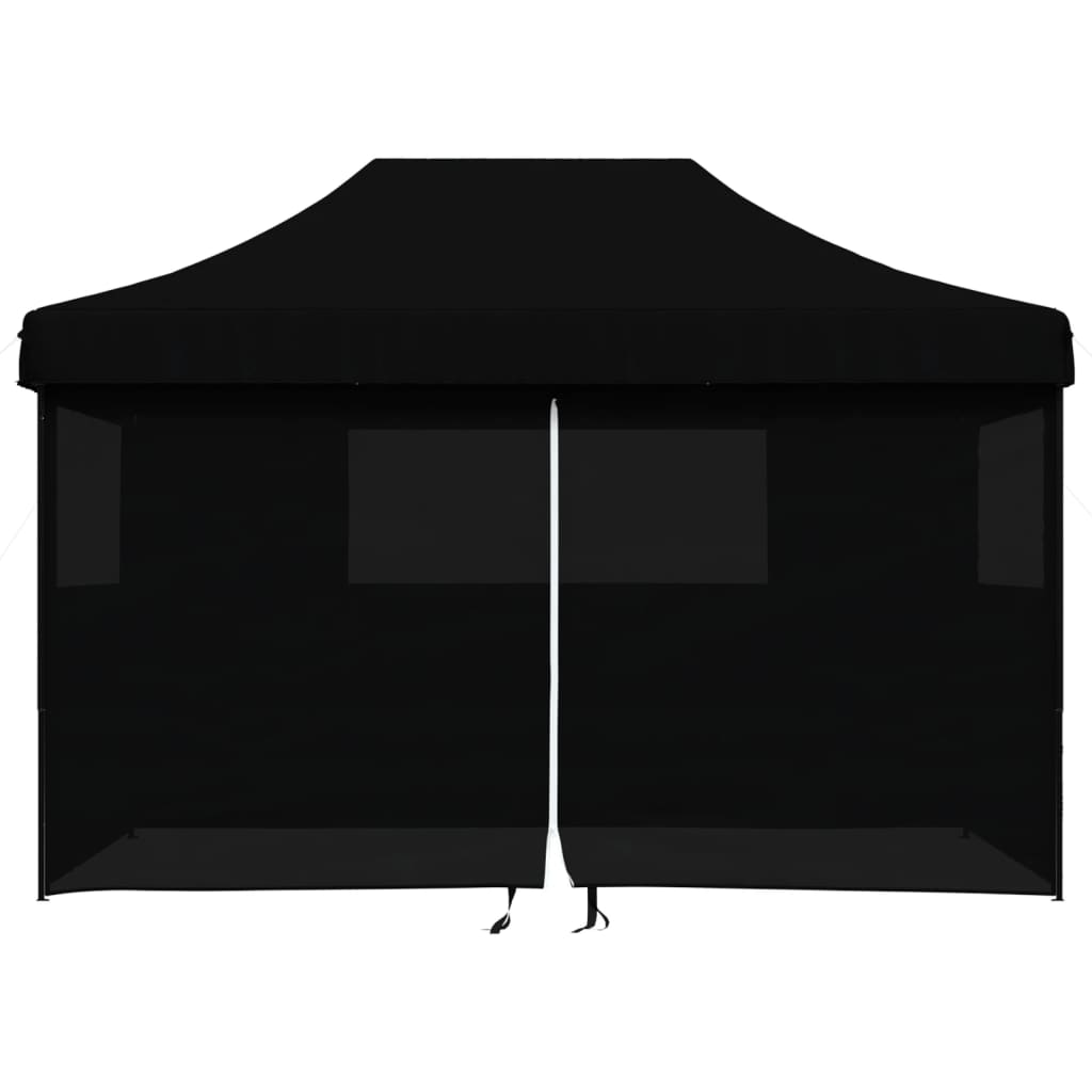 Pop-up pieghevole Vidaxl PartyTent con 4 pareti laterali nere