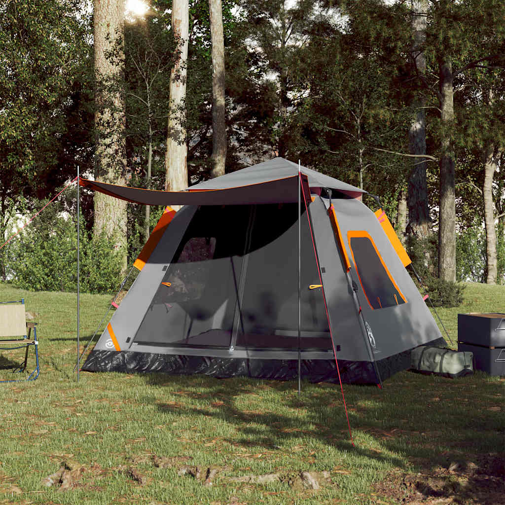 Vidaxl Dome Tenda Rilascio rapido 5 persone Grey and Orange