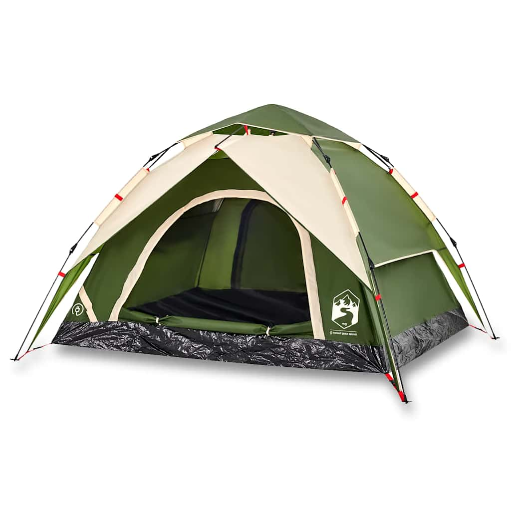 Vidaxl Dome Tent de 3 personas Liberación rápida Green