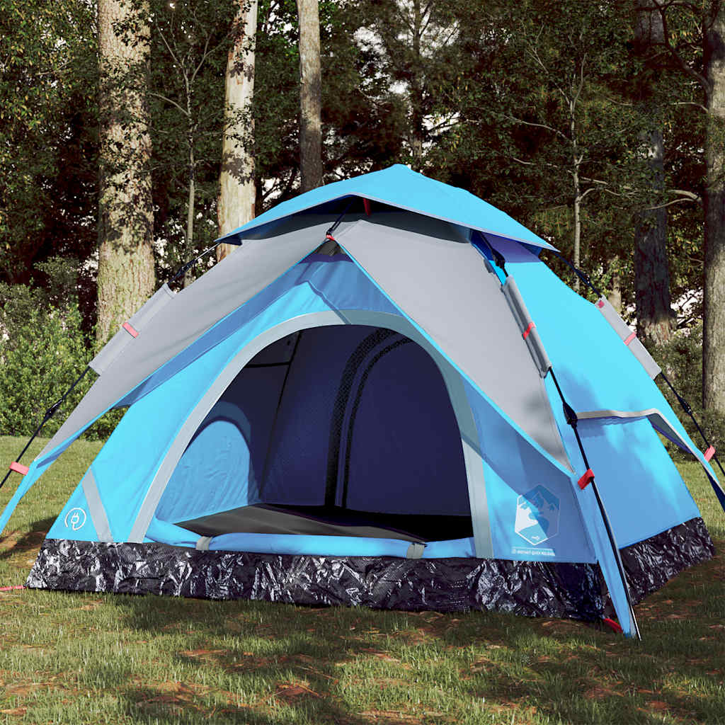 Vidaxl Dome Tent de 3 personas Liberación rápida Azul