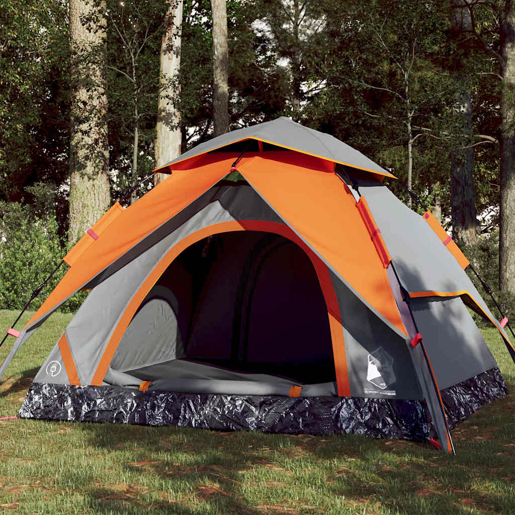 Vidaxl Dome Tent 3-Person Fast Release Grey und Orange