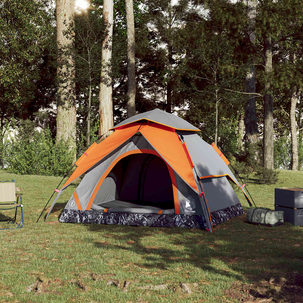 VidaXL Dome tent 4-person fast release gray and orange