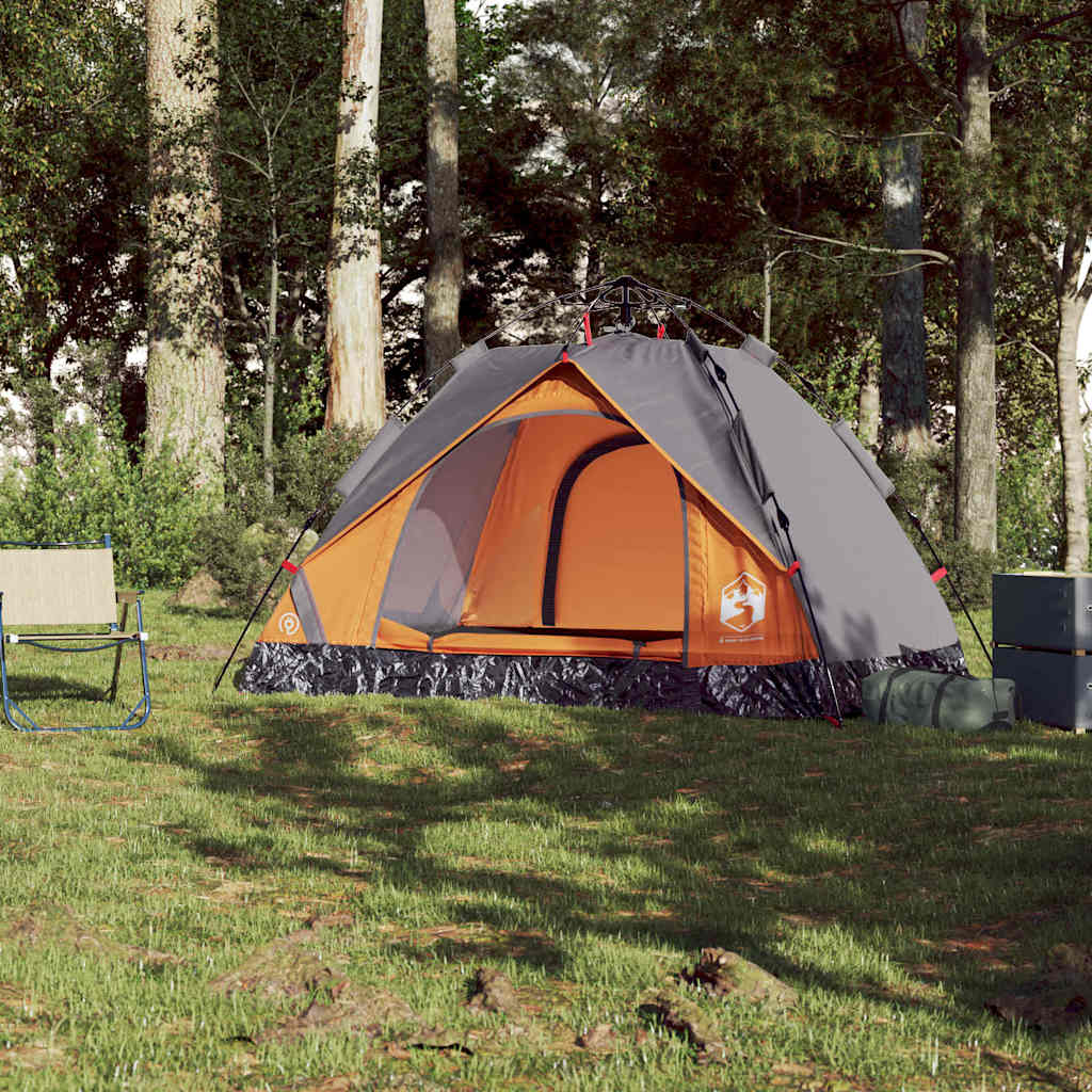 Vidaxl Dome Tält 2-person Fast Release Grey and Orange