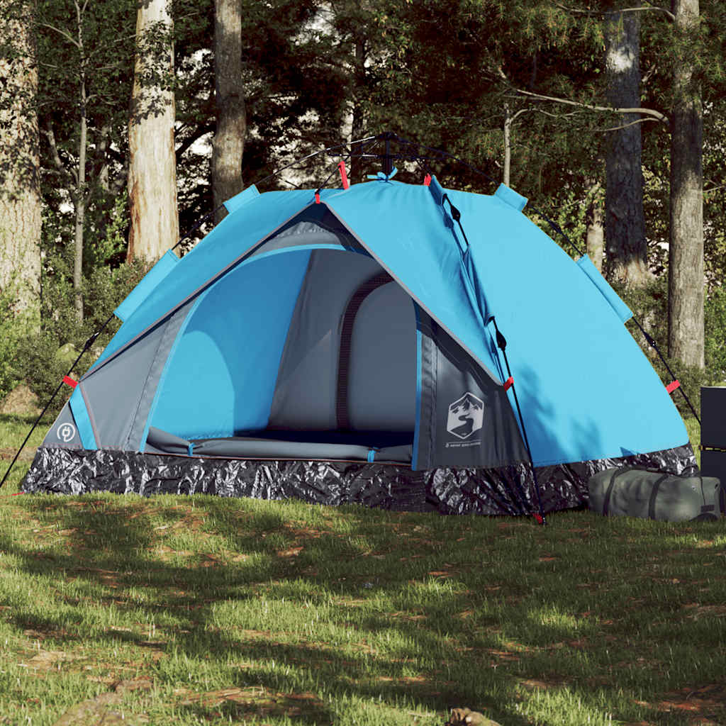 Vidaxl Dome Tent de 3 personas Liberación rápida Azul