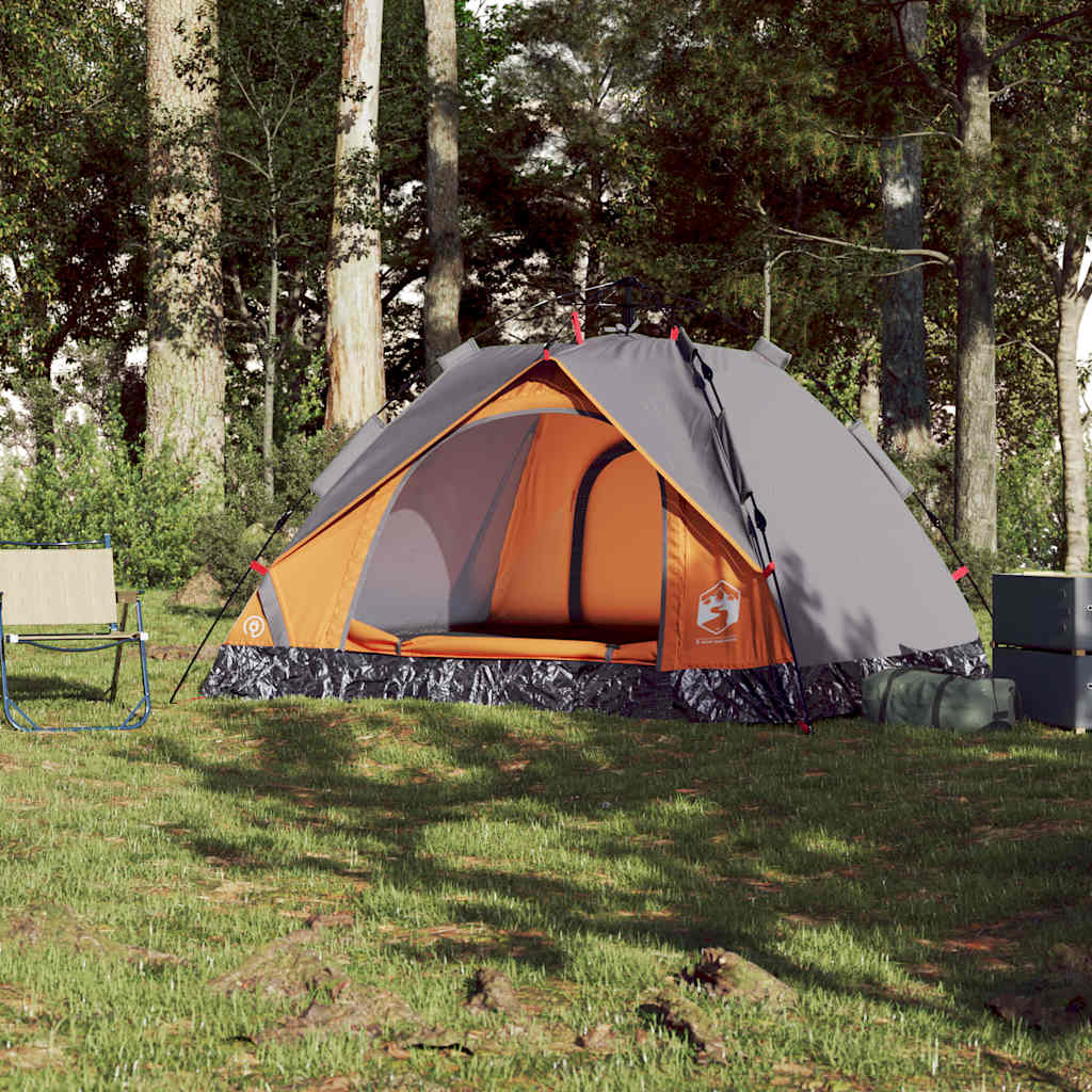 Vidaxl Dome Tent 3-Person Fast Release Grey und Orange