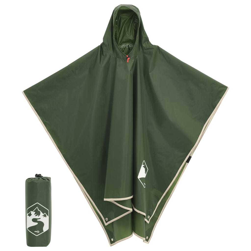 Vidaxl rain poncho with hood 2-in-1 design 223x145 cm green