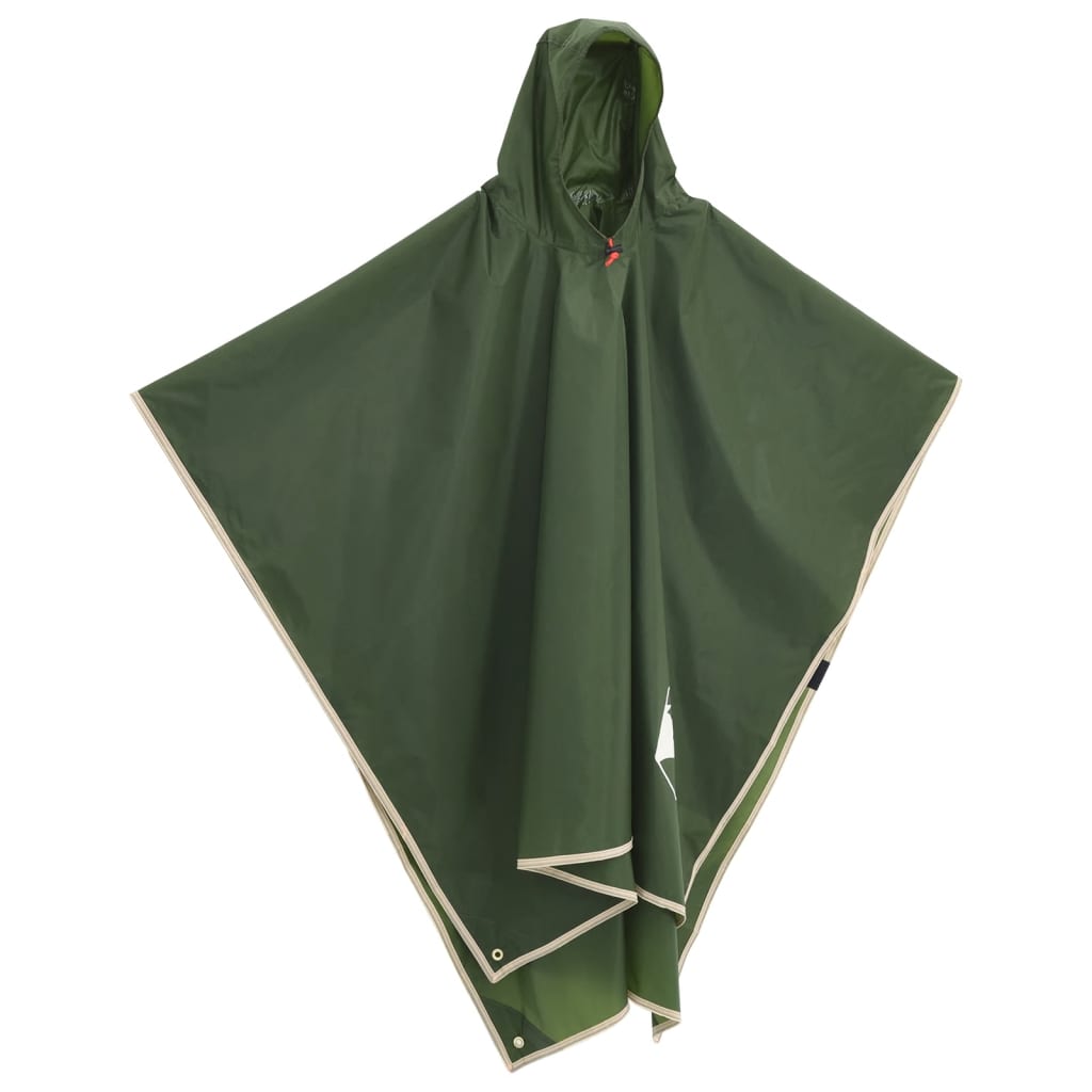 Vidaxl rain poncho with hood 2-in-1 design 223x145 cm green