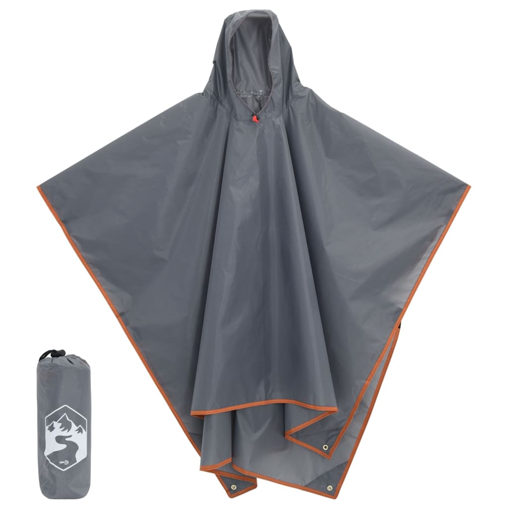 Vidaxl Plun Poncho avec capuche 2-en-1 Design 223x145 cm orange gris