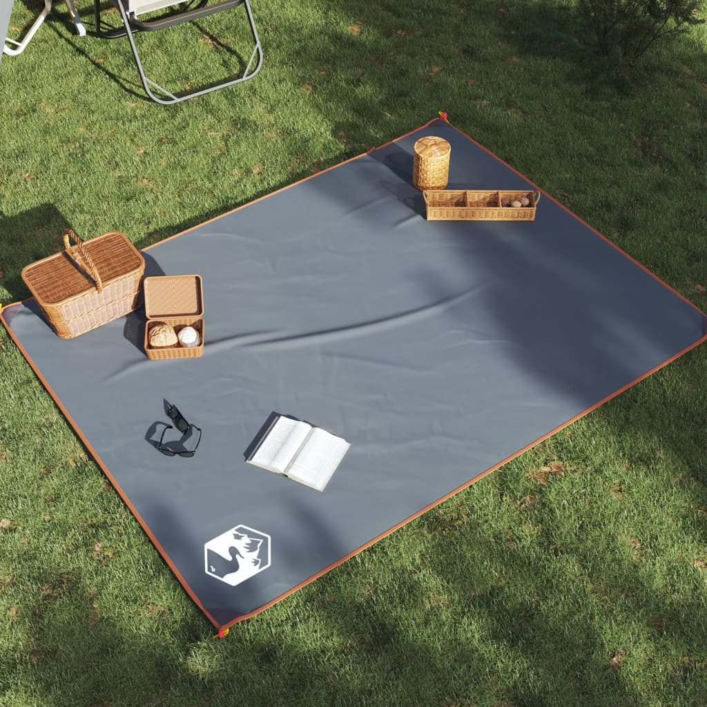 Vidaxl tappeto picnic con pioli 205x155 cm grigio e arancione